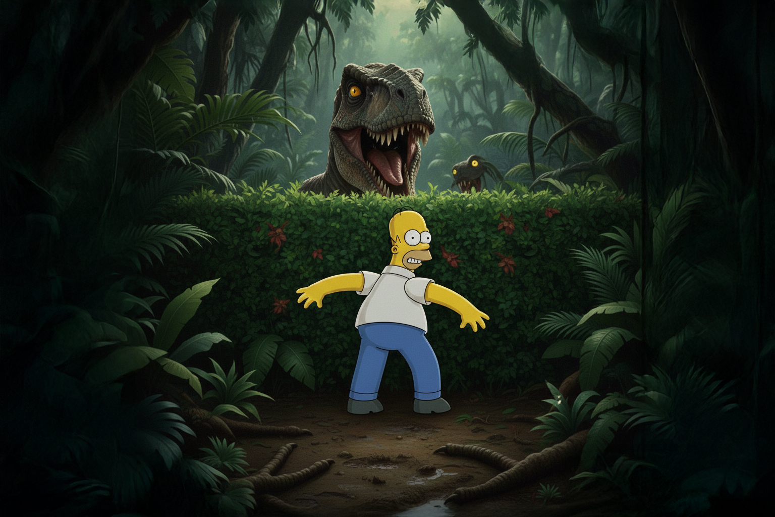 disappear into hedge